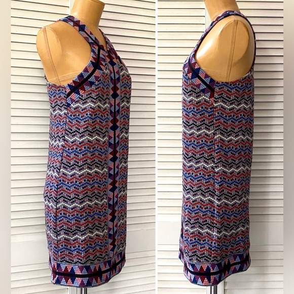 BCBGMaxAzria Dress Womens XS Multi-color Sleeveless Halter Jacquard Woven Sheath - Picture 4 of 12
